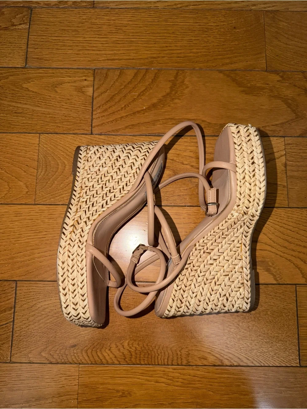 Steve Madden Blush Tan Woven Platform Wedge Sandals